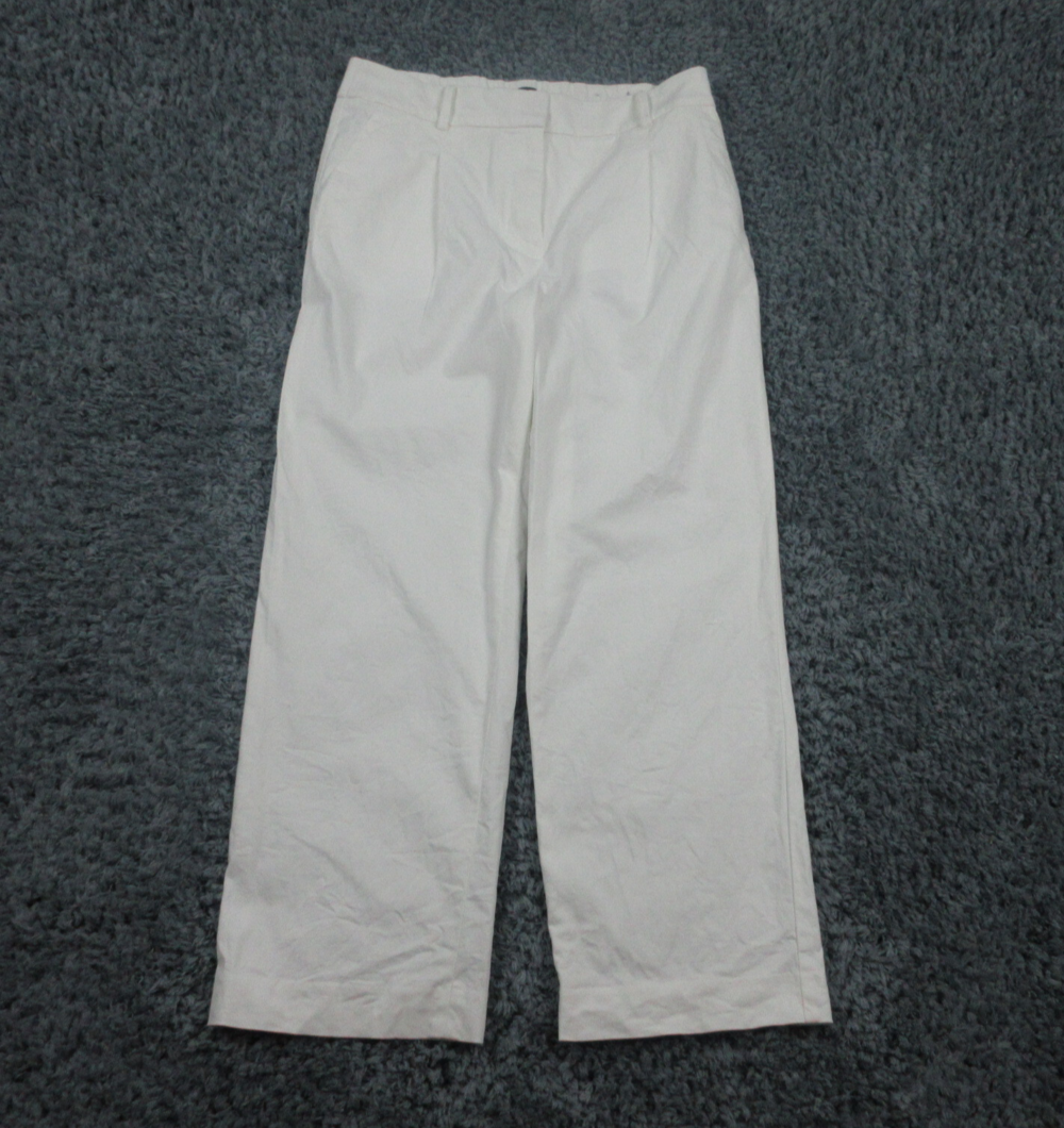 Talbots Pants Womens 8 White Bristol Pleated Staight Leg Chino 31x26*